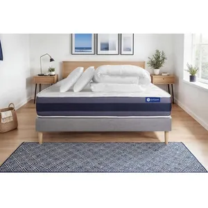 Actisom Pack Prêt A Dormir Matelas Ressorts Ensaches+Memoire De Forme Actiflex Morpho 140x190 + Sommier Kit Gris +2oreillers+Couette pas cher