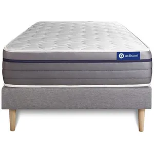 Actisom Ensemble Matelas Ressorts Ensaches+Memoire De Forme Actiflex Zen 90x200 Maxi Epaisseur 7zones De Confort + Sommier Kit Gris pas cher