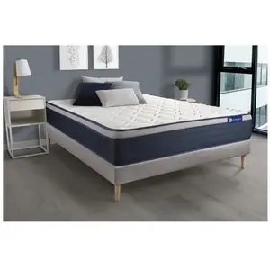 ACTISOM Ensemble sommier matelas 140x190 Actiflex max - 26 cm - Ferme - sommier kit gris pas cher