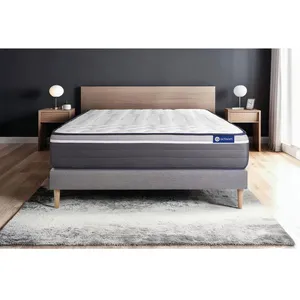 ACTISOM Ensemble sommier matelas 140x200 Actiflex plus - 26 cm - Très ferme - sommier kit gris pas cher