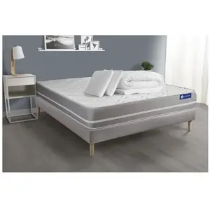 ACTISOM Ensemble sommier matelas 200x200 Actiflex touch - 20 cm - Equilibré - sommier kit gris pas cher