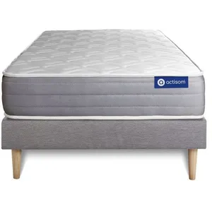 ACTISOM Ensemble sommier matelas 90x190 Actiflex dream - 22 cm - Mi-ferme - sommier kit gris pas cher