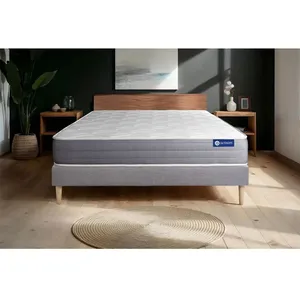 ACTISOM Ensemble sommier matelas 140x200 Actiflex dream - 22 cm - Mi-ferme - sommier kit gris pas cher