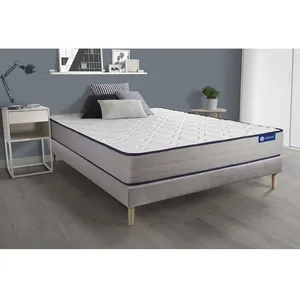 ACTISOM Ensemble sommier matelas 140x200 Actiflex form - 22 cm - Ferme - sommier kit gris pas cher