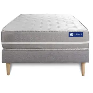 ACTISOM Ensemble matelas Mémoire de forme ACTIMEMO TOUCH 120x190 3zones de confort + sommier KIT gris 120 x 190 cm Gris pas cher