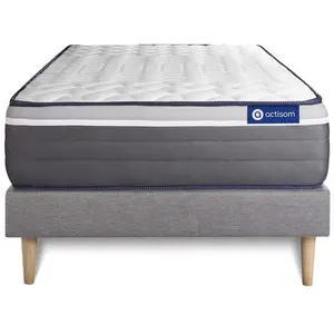 Actisom Ensemble Matelas Actilatex Plus 80x190 Latex+Memoire De Forme Maxi Epaisseur 7zones De Confort + Sommier Kit Gris pas cher