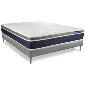 Actisom Ensemble Actilatex Confort Matelas Latex+Memoire De Forme 120x190 Cm Maxi Epaisseur 7zones De Confort + Sommier Kit Gris pas cher
