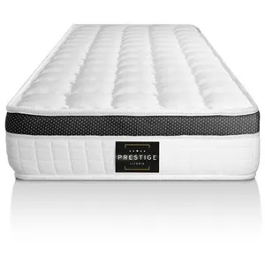Ensemble matelas + sommier - PRESTIGE LITERIE - Supérieur 90x200cm - Mousse HR - Ferme - Blanc pas cher