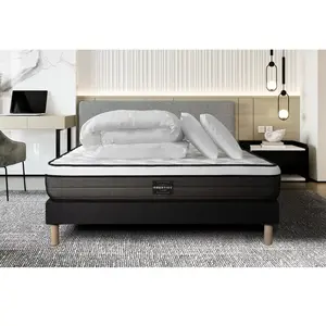 PRESTIGE LITERIE Pack Suite 140 x 200 cm sommier Kit Noir pas cher
