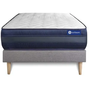 ACTISOM Ensemble sommier matelas 90x200 Actimemo tech - 24 cm - Très ferme - sommier kit gris pas cher