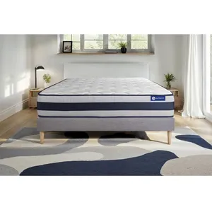 ACTISOM Ensemble sommier matelas 140x190 Actimemo ergo - 24 cm - Ferme - sommier kit gris pas cher
