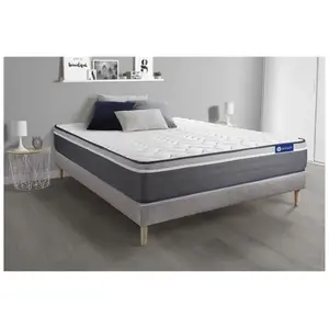 ACTISOM Ensemble sommier matelas 140x190 Actimemo plus - 26 cm - Très ferme - sommier kit gris pas cher