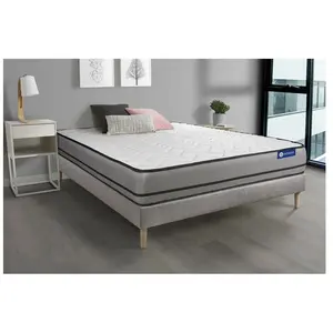 ACTISOM Ensemble sommier matelas 180x200 Actimemo night - 20 cm - Très ferme - sommier kit gris pas cher