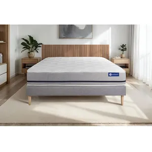 ACTISOM Ensemble sommier matelas 160x200 Actimemo soft - 20 cm - Mi-ferme - sommier kit gris pas cher
