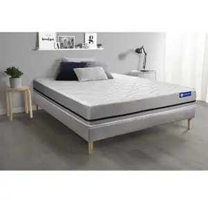 ACTISOM Ensemble sommier matelas 180x200 Actimemo soft - 20 cm - Mi-ferme - sommier kit gris pas cher