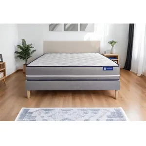 ACTISOM Ensemble sommier matelas 140x200 Actimemo pur - 20 cm - Ferme - sommier kit gris pas cher