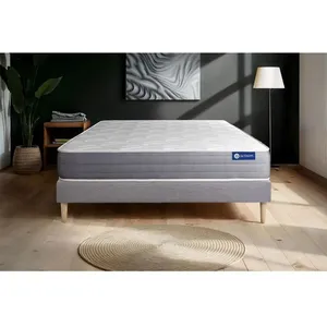ACTISOM Ensemble sommier matelas 140x200 Actimemo dream - 22 cm - Mi-ferme - sommier kit gris pas cher