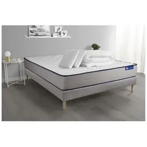 Actisom Pack Prêt A Dormir Matelas Memoire De Forme Actimemo Form 200x200 Cm 5zones Confort + Sommier Kit Gris + 2 Oreillers+Couette pas cher