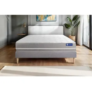 ACTISOM Ensemble sommier matelas 140x190 Actimemo touch - 20 cm - Equilibré - sommier kit gris pas cher