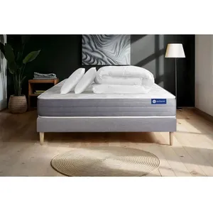 Actisom Pack Prêt A Dormir Matelas Actimemo Dream Memoire De Forme 180x200 Cm 5zones Confort + Sommier Kit Gris + 2oreillers+Couette pas cher
