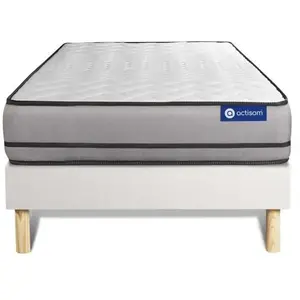 Actisom Ensemble Matelas Actimemo 120x200cm 2 Faces A Mémoire De Forme 3zones De Confort + Sommier Kit Blanc pas cher