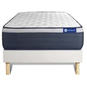 Actisom Ensemble Matelas Latex+Memoire De Forme Actilatex Max 120x190 Cm Maxi Epaisseur 7zones De Confort + Sommier Kit Blanc pas cher