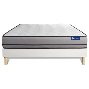 Actisom Ensemble Matelas Actilatex 120x190cm 2 Faces A Mémoire De Forme + Latex 3zones De Confort + Sommier Kit Blanc pas cher