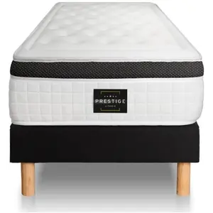 PRESTIGE LITERIE Ensemble Privilège 80x200 Mémoire de forme 5 zones sommier 80 x 200 cm Noir pas cher