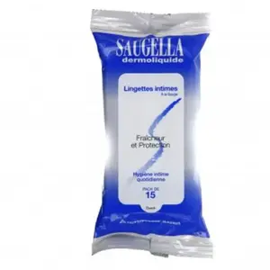 Comparateur de prix : Saugella Dermoliquide Lingette Intime Nettoyante - 15 unités