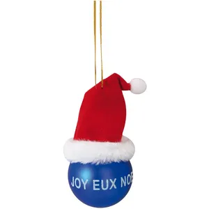 1001KDO Boule de noel bleu avec bonnet pas cher