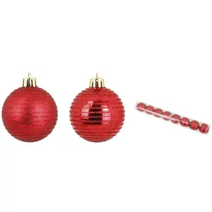 1001KDO Set de 8 boules de Noel decor raye rougeVendu parrakuten