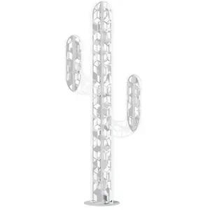 JARDINEX Cactus métal 3 branches origami - Blanc 110 cm pas cher