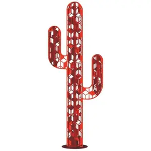 JARDINEX Cactus métal 3 branches origami - Rouge 110 cm pas cher