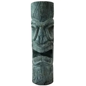 JARDINEX Statue Tiki totem Mauri cendré 50 cm - Gris 50 cm pas cher