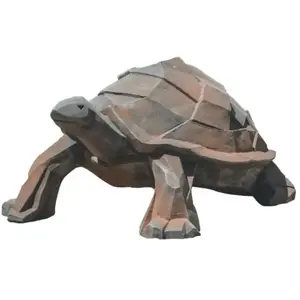 JARDINEX Sculpture jardin tortue - style Cubique - h. 25 cm - Gris pas cher