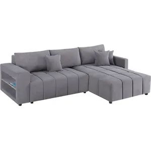 Comparateur de prix : Palozi Sofa Canapé d'angle convertible tissu chenille 3 places - "Trocadero" - Gris