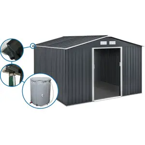 Comparateur de prix : Abri de jardin métal - "Vegas"- 12.98 m² avec gouttière et récupérateu...