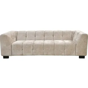 Bank 3 zits design chenille stoffen meubel "Foch" - Beige - lichtbruin