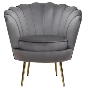 Habitat et Jardin Fauteuil en velours "Floria" - 75 x 68 x 77.5 cm - Gris pas cher