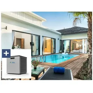 Comparateur de prix : Habitat et Jardin Piscine bois rectangle " Aruba "- 5.00 x 3.00 x 1.24 m + Mini pompe à chaleur 3.5kW - Métal - Gris