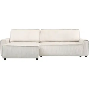 Palozi Sofa Canapé d'angle convertible en velours côtelé "Montaigne" - 3 places  - Beige 282 x 153 x 93 cm, Beige.