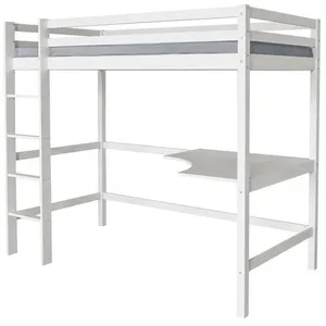 Lit Enfant Mezzanine avec Bureau Angéla 90 x 190 cm - Blanc pas cher