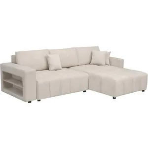 Palozi Sofa Canapé d'angle convertible tissu chenille 3 places - "Trocadero" - Beige