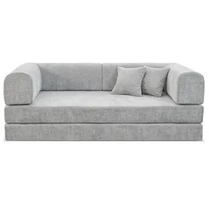 Canapé droit convertible en tissu texturé Elior - 3 places - Gris pas cher