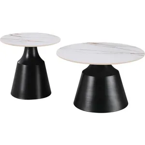Comparateur de prix : Habitat et jardin Lot De 2 Tables Basses Gigognes En Céramique "Vulca"...