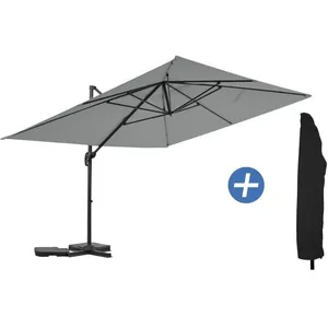 Parasol jardin déporté en aluminium "Sky 4" - 3 x 4 m - Gris - Avec Ho... pas cher