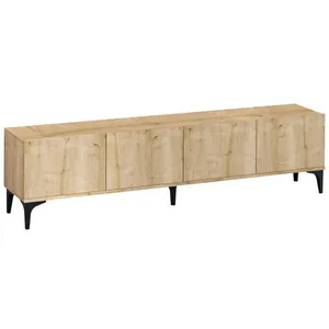 Comparateur de prix : Meuble TV en bois Nora - 180 x 35 x 50 cm - Chêne Saphir