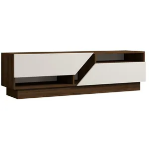Meuble TV en bois Koza - 160 x 40 x 45 cm - NoyerBlanc pas cher