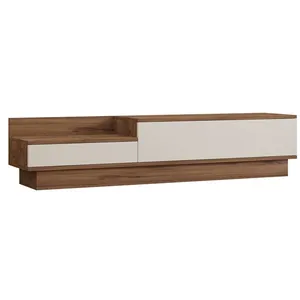 Meuble TV en bois Barko - 160 x 35 x 35 cm - Pin atlantiqueBlanc pas cher
