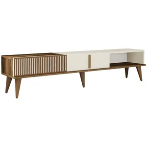 Comparateur de prix : Meuble TV en bois "Milan" - 180 x 35 x 40 cm - Crème de noix
